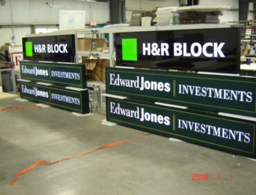 H and R Block and Edwards Jones Investments Illuminated Cabinets Signs by Hanson Sign Companies