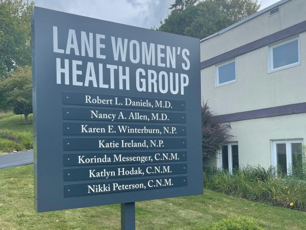 Post and Panel Sign for Lanes womens health group by Hanson Sign