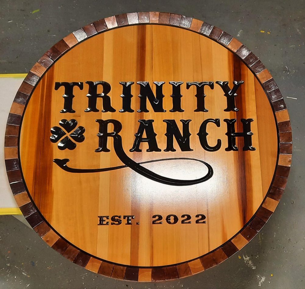 Trinity Cedar Sign- Clear Coat Dimensional Sign by Hanson Sign Co